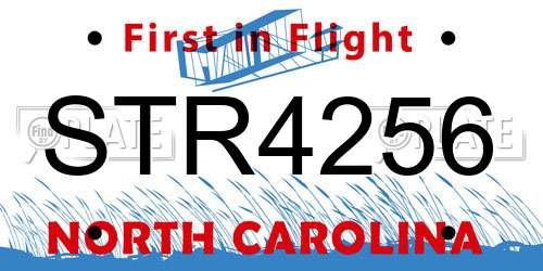 STR4256 North Carolina License Plate