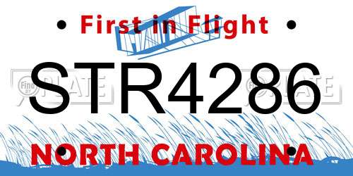 STR4286 North Carolina License Plate