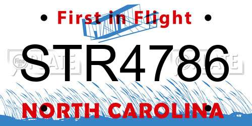 STR4786 North Carolina License Plate