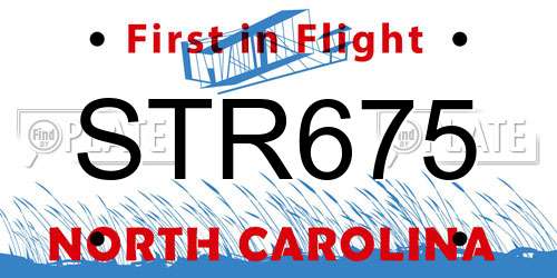 STR675 North Carolina License Plate