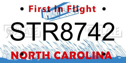 STR8742 North Carolina License Plate