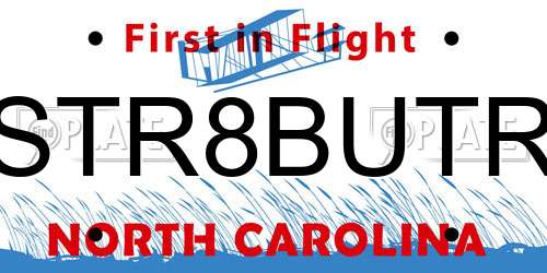 STR8BUTR North Carolina License Plate