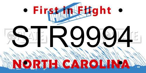 STR9994 North Carolina License Plate