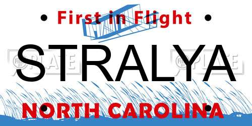 STRALYA North Carolina License Plate