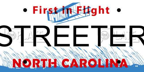 STREETER North Carolina License Plate