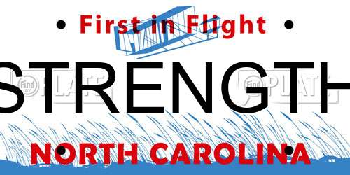 STRENGTH North Carolina License Plate