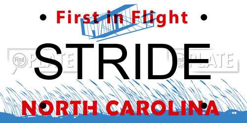 STRIDE North Carolina License Plate