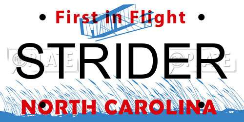 STRIDER North Carolina License Plate