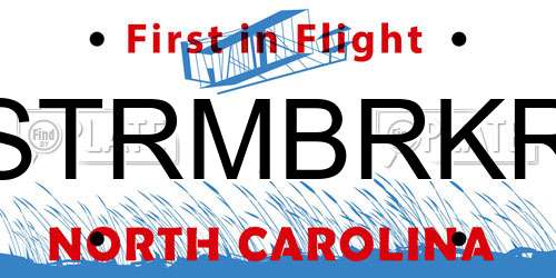 STRMBRKR North Carolina License Plate