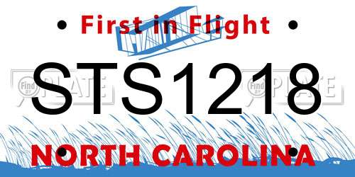 STS1218 North Carolina License Plate