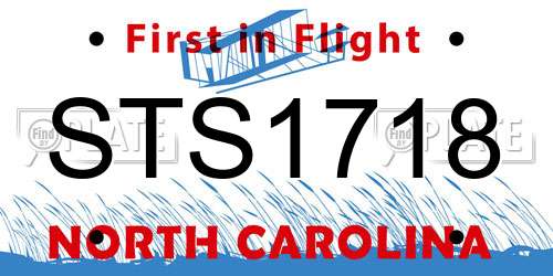 STS1718 North Carolina License Plate