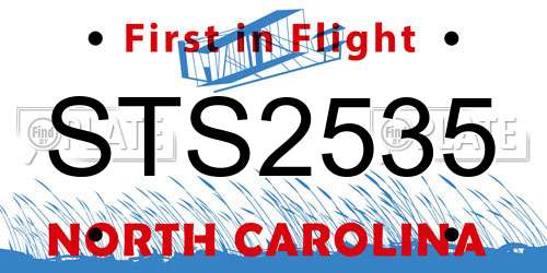 STS2535 North Carolina License Plate