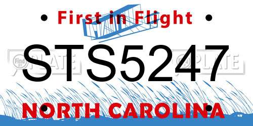 STS5247 North Carolina License Plate
