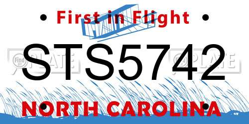 STS5742 North Carolina License Plate