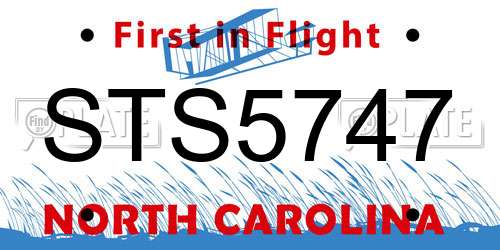 STS5747 North Carolina License Plate
