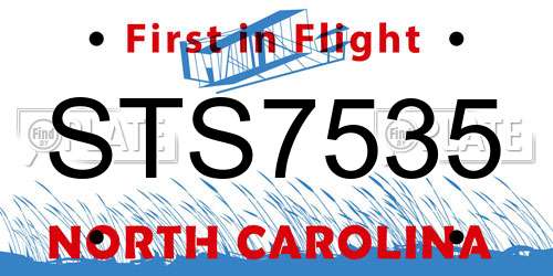 STS7535 North Carolina License Plate
