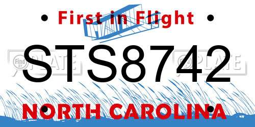 STS8742 North Carolina License Plate