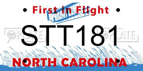STT181 North Carolina License Plate