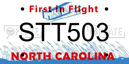 STT503 North Carolina License Plate