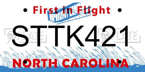 STTK421 North Carolina License Plate