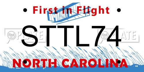 STTL74 North Carolina License Plate