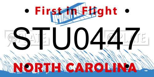 STU0447 North Carolina License Plate