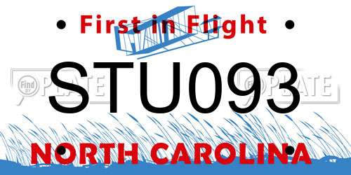 STU093 North Carolina License Plate