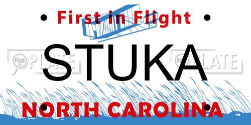 STUKA North Carolina License Plate