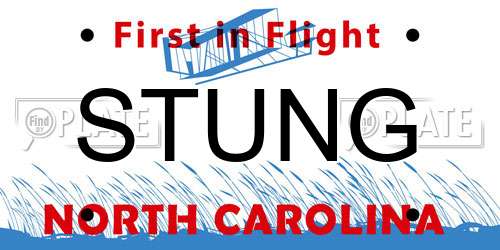 STUNG North Carolina License Plate