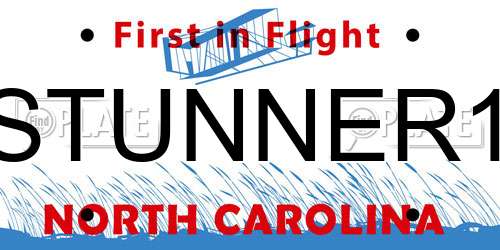 STUNNER1 North Carolina License Plate