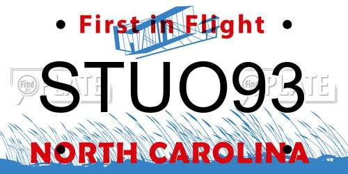 STUO93 North Carolina License Plate