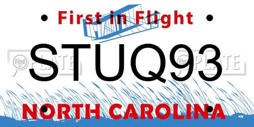 STUQ93 North Carolina License Plate
