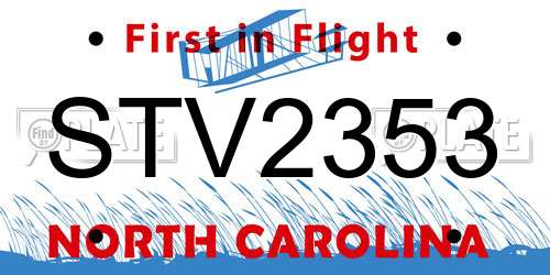 STV2353 North Carolina License Plate