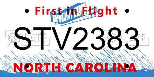 STV2383 North Carolina License Plate