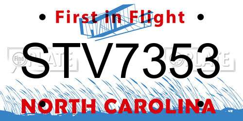 STV7353 North Carolina License Plate