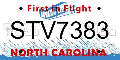 STV7383 North Carolina License Plate