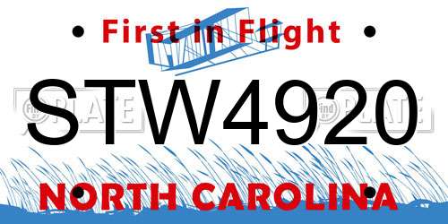 STW4920 North Carolina License Plate