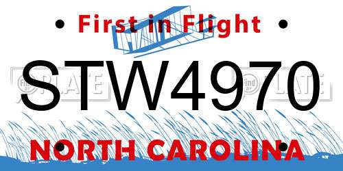STW4970 North Carolina License Plate