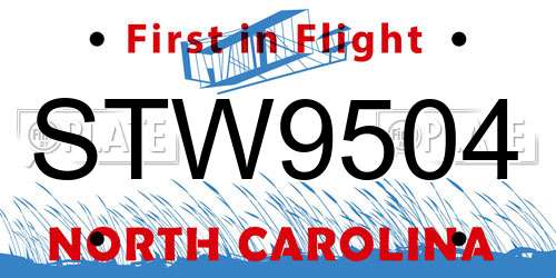STW9504 North Carolina License Plate