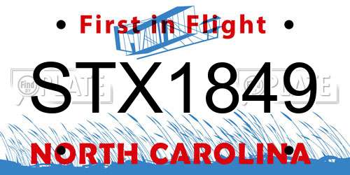 STX1849 North Carolina License Plate