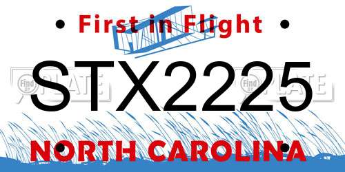STX2225 North Carolina License Plate