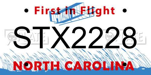 STX2228 North Carolina License Plate
