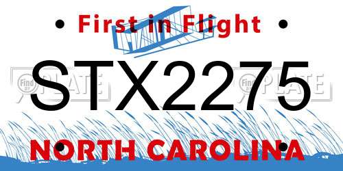 STX2275 North Carolina License Plate