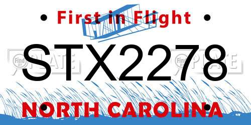 STX2278 North Carolina License Plate