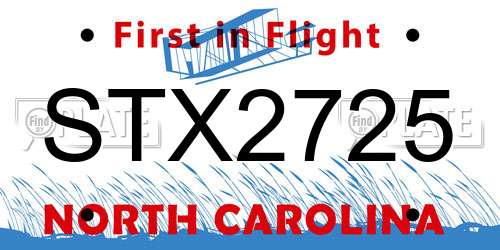 STX2725 North Carolina License Plate