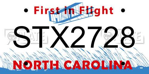 STX2728 North Carolina License Plate