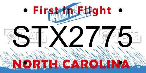 STX2775 North Carolina License Plate