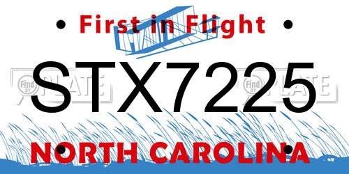 STX7225 North Carolina License Plate