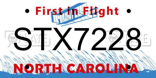 STX7228 North Carolina License Plate