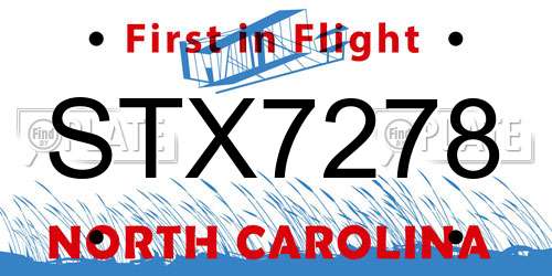 STX7278 North Carolina License Plate
